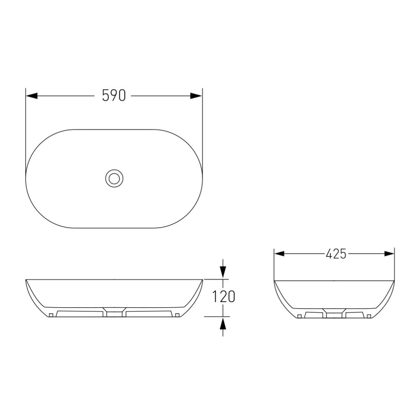 VOLLE Умивальник 59*43*14см накладний керамічний під темний мармур, (13-40-255MAR)
