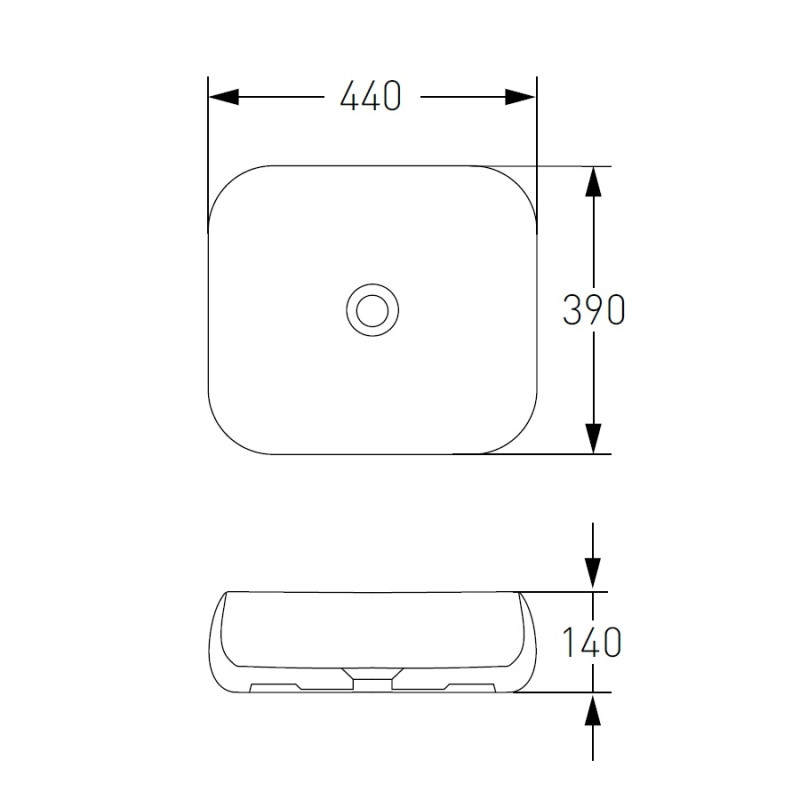 VOLLE DIOS 2 раковина 44*39*14см накладная без отверстия под смеситель, (1301.004832)
