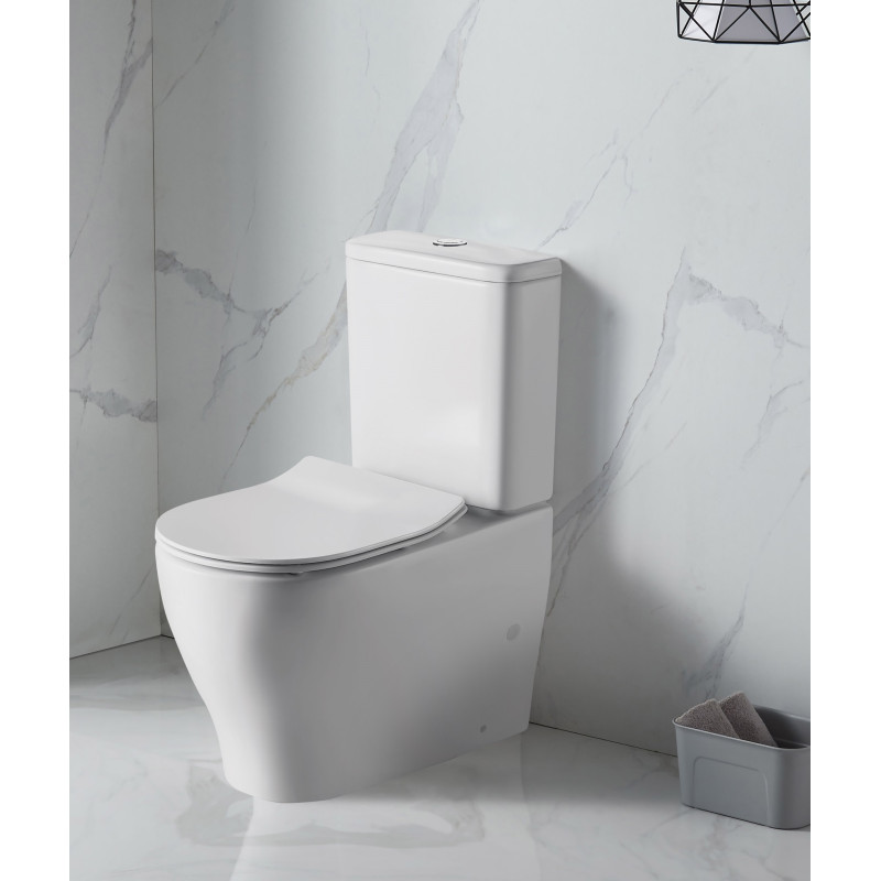 VOLLE FRANCO Безрамный напольный унитаз 62*38,5*83см, горизонтальный выпуск, бачок 3/4,5л, нижнее подводка, сиденье Duroplast Slim медленного закрывания, (1341.002000)