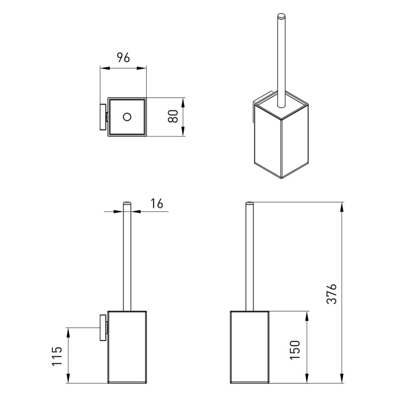 VOLLE CUADRO щетка для унитаза металлическая, из ночи, (2536.250204)