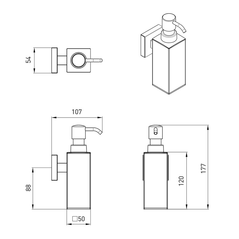 VOLLE CUADRO дозатор для рідкого мила металевий, de la noche, (2536.230204)