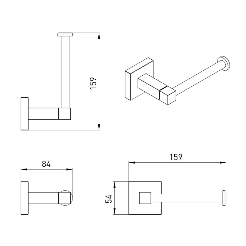VOLLE CUADRO тримач туалетного паперу без кришки, cromo, (2536.240201)