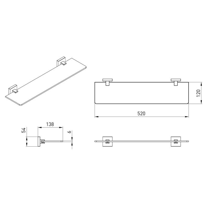 VOLLE CUADRO полиця скляна, de la noche, (2536.270104)