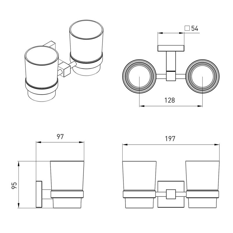 VOLLE CUADRO стакан двойной, хром, (2536.220201)