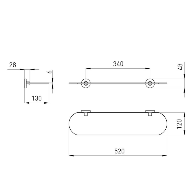 VOLLE RONDA полиця скляна, cromo, (2535.270101)