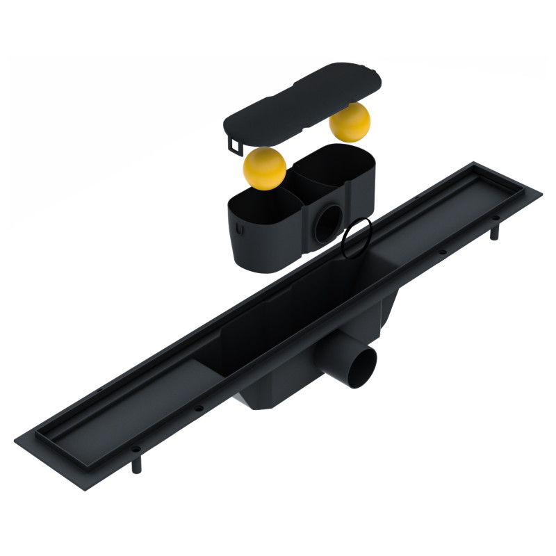 VOLLE Лінійний трап 800мм, система сухий затвор, з суцільною решіткою, de la noche, (9000.201804)