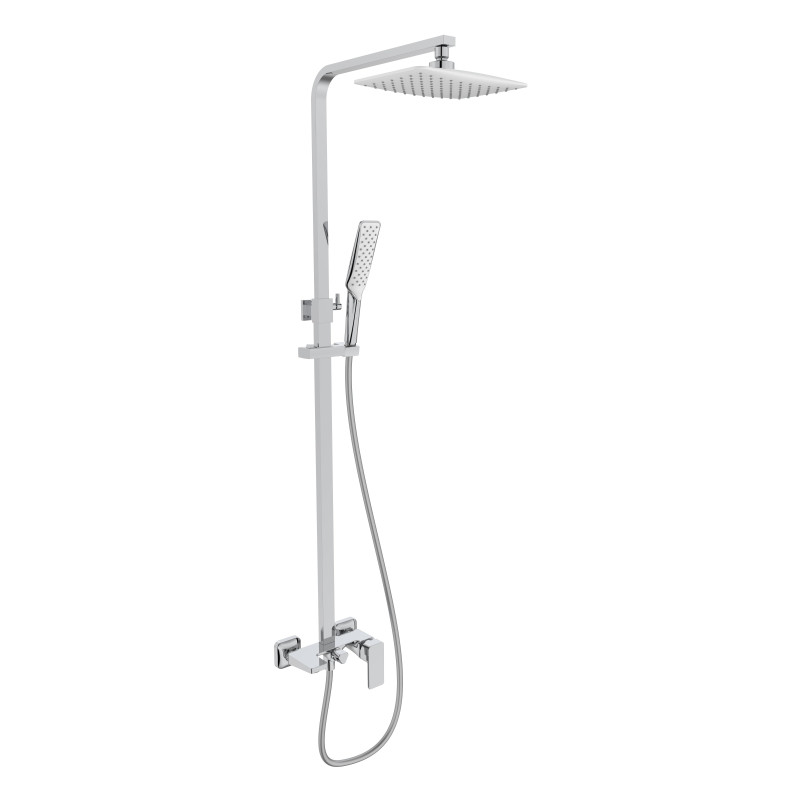 VOLLE SISTEMA P система душова (змішувач для ванни, верхній душ 246*170 мм ABS, ручний душ 53 мм 1 режим, білі лійки, шланг 160 см), cromo, (1584.090201)