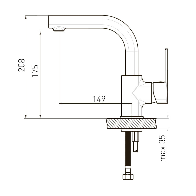 VOLLE SOTA смеситель для раковины, 35 мм, хром, (1538.010201)