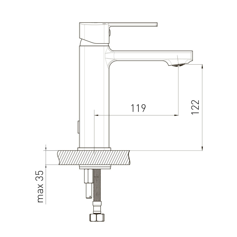 VOLLE SOTA смеситель для раковины, 35 мм, хром, (1538.010101)