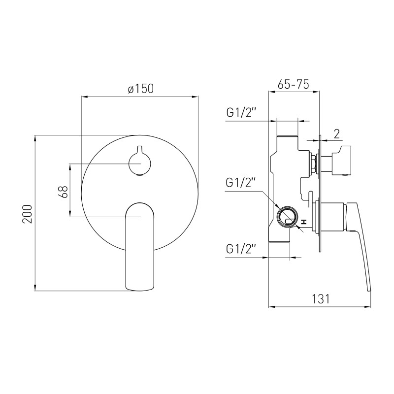 VOLLE CANTE змішувач для ванни прихованого монтажу, 30мм, cromo, (1512.031401)