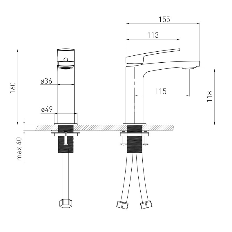 VOLLE CANTE смеситель для раковины, 26мм, хром, (1512.011101)