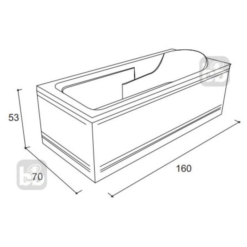 VOLLE ALTEA NEO ванна 160*70см без ніжок, акрил 5мм, (1228.001670)
