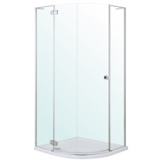 VOLLE BENITA Left душова кабіна 90*90*195см напівкругла, розпашна, профіль cromo, скло прозоре 8 мм, з піддоном PUF, (1017.114601L(4коробки))