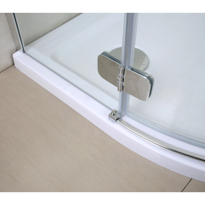 VOLLE BENITA Left душова кабіна 90*90*195см напівкругла, розпашна, профіль cromo, скло прозоре 8 мм, з піддоном PUF, (1017.114601L(4коробки))