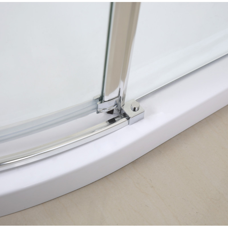 VOLLE BENITA Left душова кабіна 90*90*195см напівкругла, розпашна, профіль cromo, скло прозоре 8 мм, з піддоном PUF, (1017.114601L(4коробки))