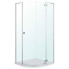 VOLLE BENITA Right душова кабіна 90*90*195см напiвкругла, розпашна, профіль cromo, скло прозоре 8 мм, з піддоном PUF, (1017.114601R(4 коробки))
