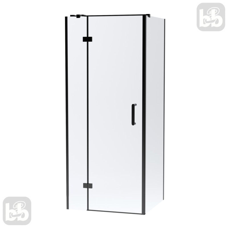 VOLLE SOTA 90-C душевая кабина 90*90*200 см квадратная, реверсивная, распашная, профиль черный мат, стекло прозрачное, (1038.124503)