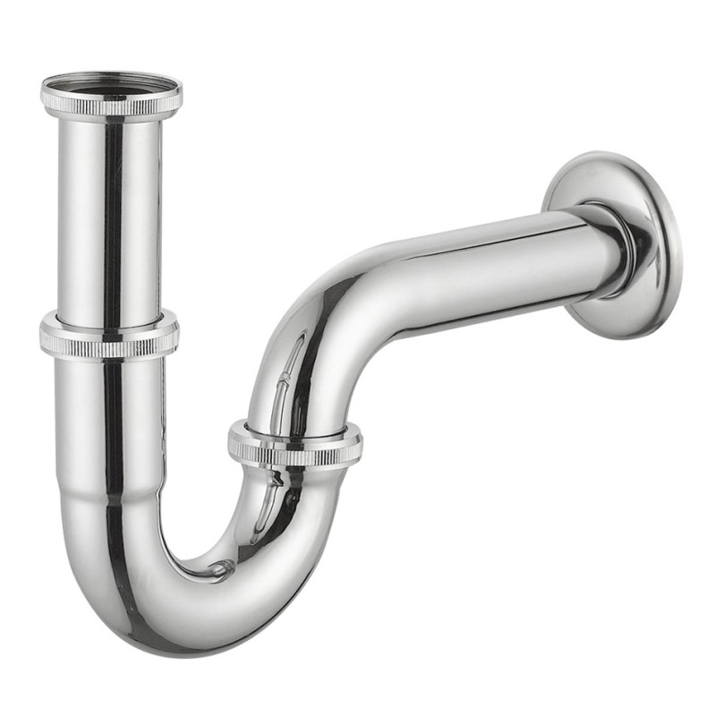 VOLLE Сифон для умивальника трубний, латунь, 1 1/4", патрубок Ø32 мм, cromo, (9000.094301)