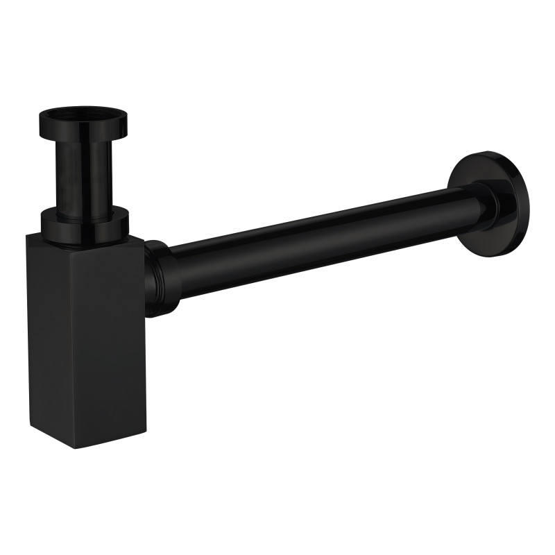 VOLLE Сифон для умывальника с квадратной колбой, латунь, 1 1/4", труба Ø32 мм, de la noche, (9000.094104)