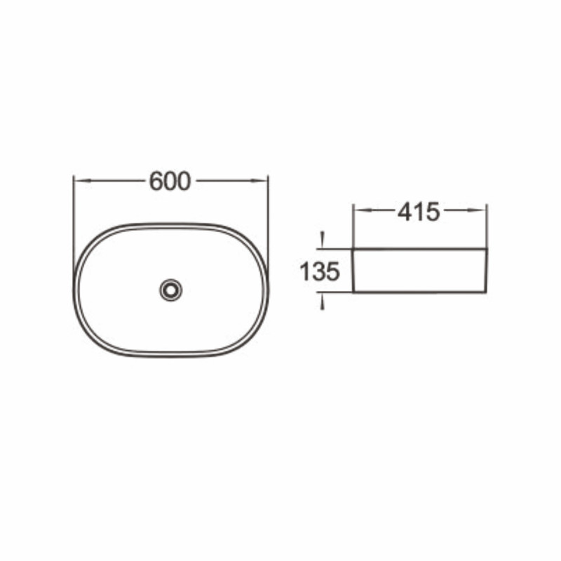 VOLLE VIS умывальник накладной 60*41,5*13,5 см, цвет черный мат, (1301.005004)