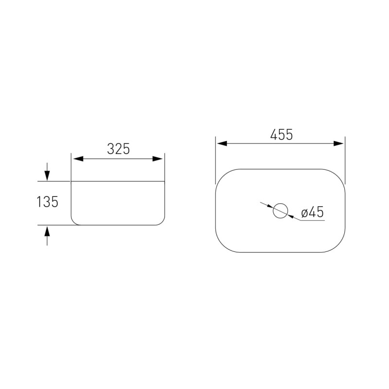 VOLLE умивальник 45,5*32,5*13,5см, накладний, (13-01-031)