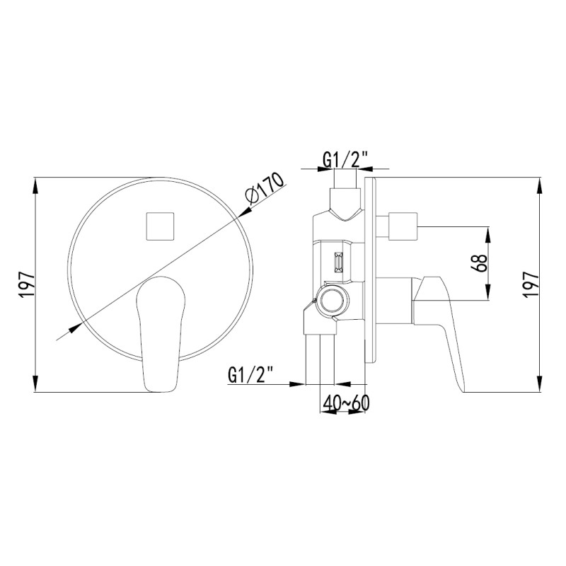 VOLLE NEMO смеситель скрытого монтажа для ванны, (15142200)