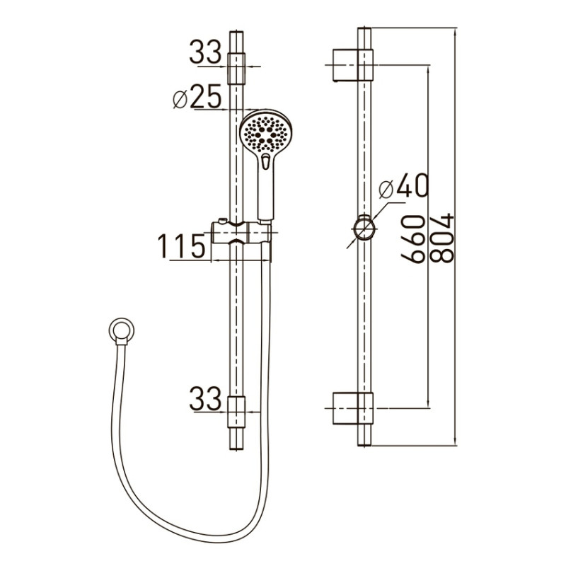 VOLLE NEMO стержень душевой L-70 см, ручной душ 100 мм, 3 режима, шланг 1,5 м, картон, (15146200)