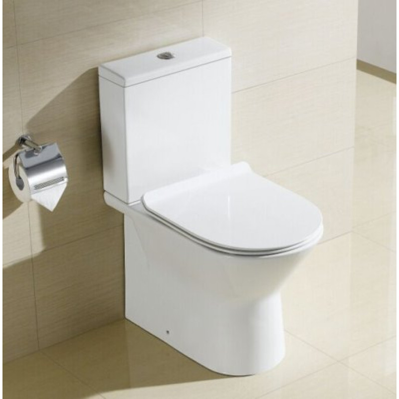 VOLLE FIESTA RIM компакт: унітаз 61,5*37*79см підлоговий, гор. випуск, бачок з нижнім підведенням 3/4,5л, сидіння тверде Slim slow-closing, (13-77-323)