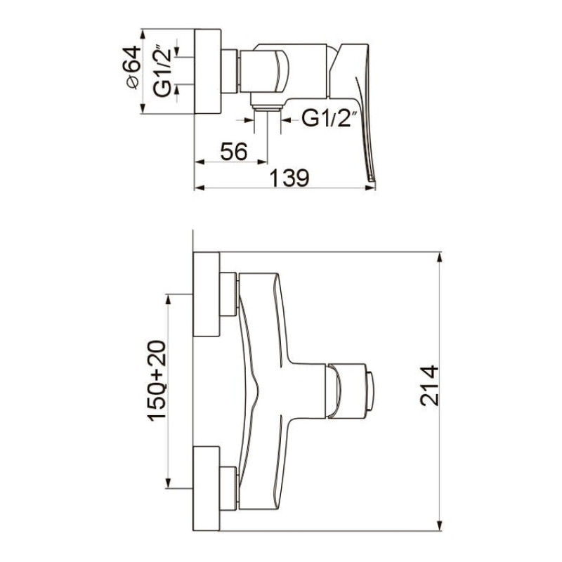 VOLLE ДАНИЭЛЛА смеситель для душа, хром, 35 мм, (15163100)