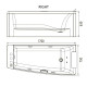 VOLLE Ванна гідромасажна 1700*750*630мм акрилова права, (12-88-102/R)