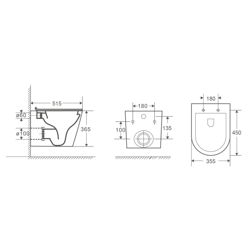 VOLLE LUGO унітаз підвісний, Rimless, сидіння жорстке Slim slow-closing, чорний мат, (1348.471004)