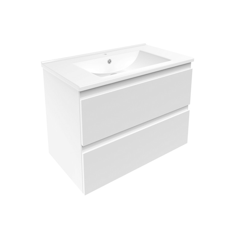VOLLE LEON 2.0 комплект мебели 80см белый: тумба подвесная, 2 ящика + умывальник мебельный арт 13-01-042D, (1915.301007)