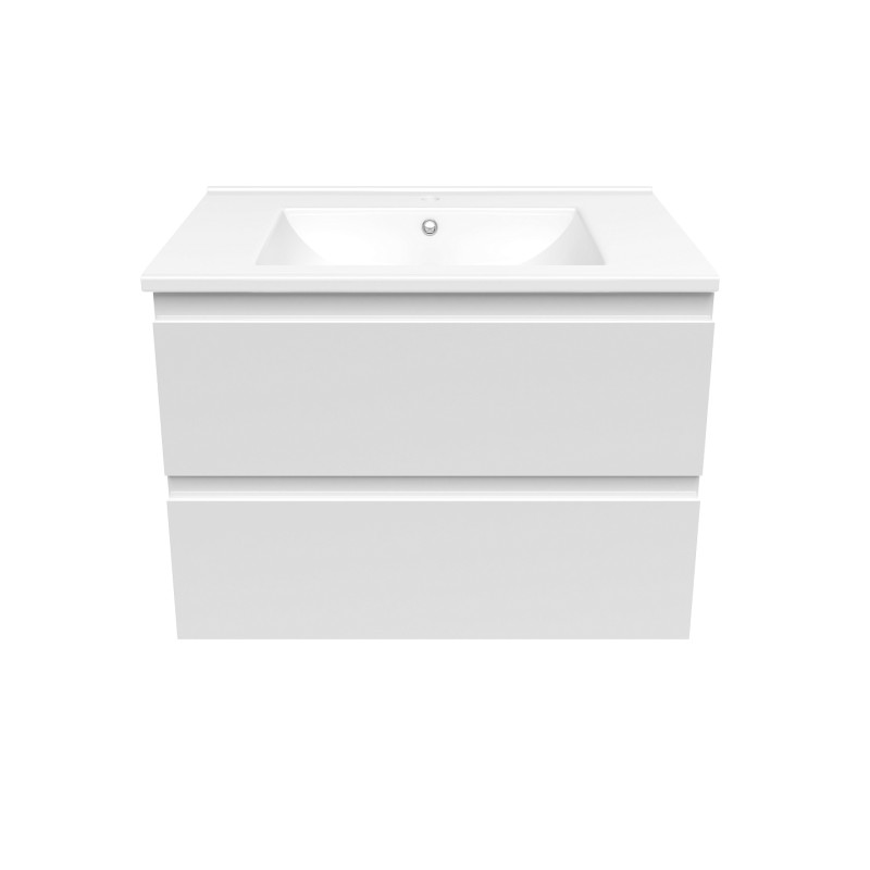 VOLLE LEON 2.0 комплект мебели 80см белый: тумба подвесная, 2 ящика + умывальник мебельный арт 13-01-042D, (1915.301007)