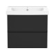 VOLLE OLIVA комплект меблів 65см чорний: тумба підвісна, 2 ящики + умивальник накладний арт 13-01-065А, (15-45-61B)
