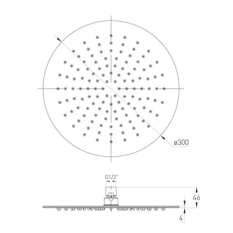 VOLLE CASCADA R90 душ верхній, Ø300*4мм, SS, de la noche, 
КАСКАД R90 верхний душ, Ø300*4мм, нержавеющая сталь, из ночи, (16008105)