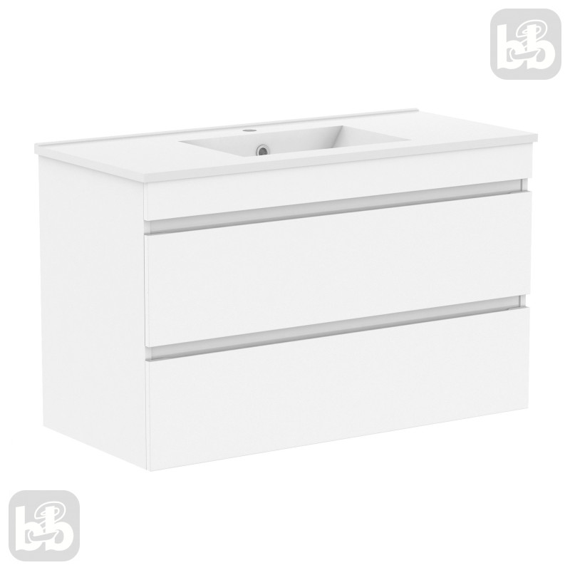 VOLLE FIESTA комплект меблів 100см білий: тумба підвісна, 2ящики + умивальник накладний арт 13-01-042F, (15-100-01)