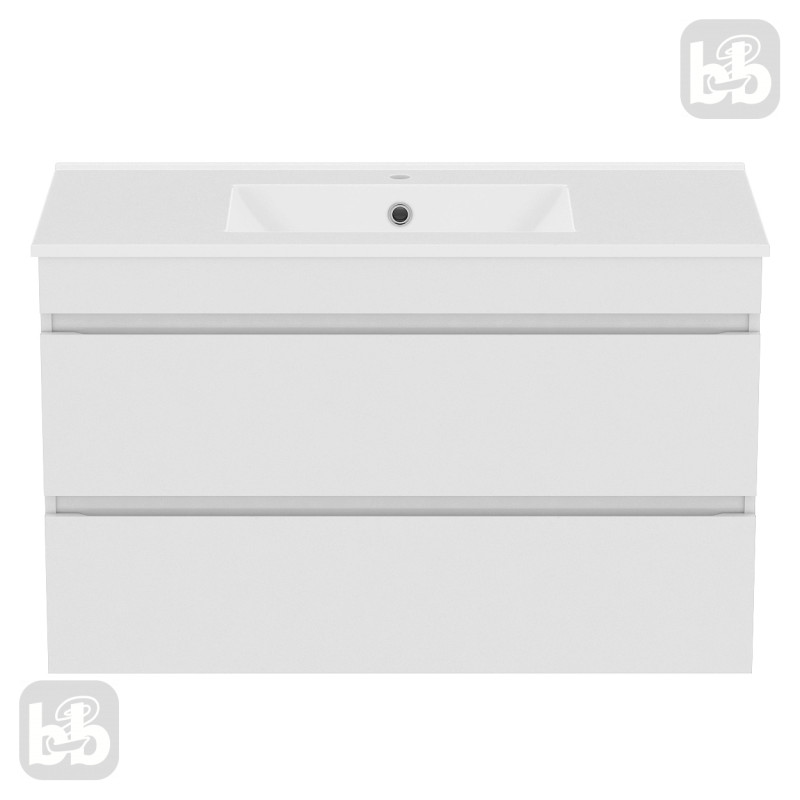 VOLLE FIESTA комплект меблів 100см білий: тумба підвісна, 2ящики + умивальник накладний арт 13-01-042F, (15-100-01)