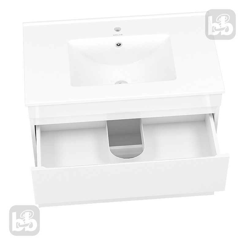 VOLLE FIESTA комплект меблів 100см білий: тумба підвісна, 2ящики + умивальник накладний арт 13-01-042F, (15-100-01)