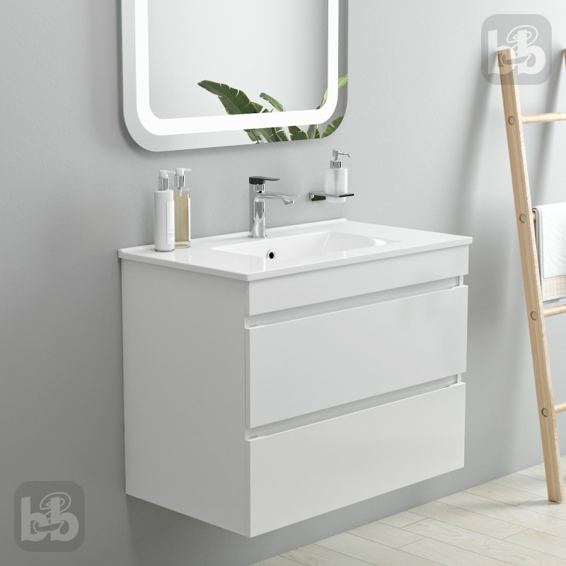 VOLLE FIESTA комплект меблів 100см білий: тумба підвісна, 2ящики + умивальник накладний арт 13-01-042F, (15-100-01)