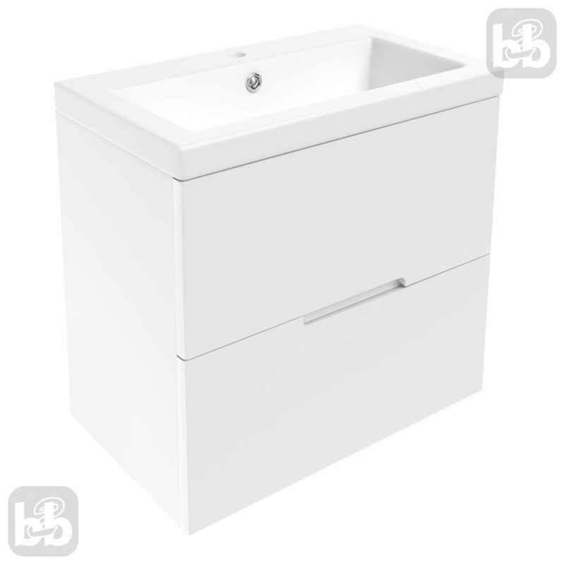 VOLLE AIVA комплект меблів 60см білий: тумба підвісна, 2 ящики + умивальник накладний арт 15-68-060, (15-68-60)