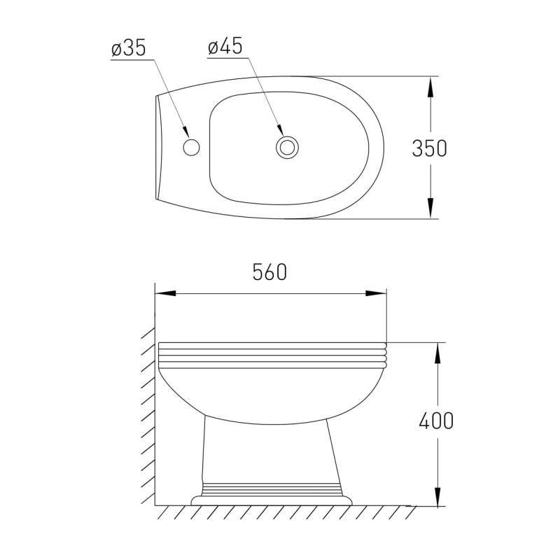 VOLLE BARCO біде підлогове 55,5*35*40см, (13-88-204)