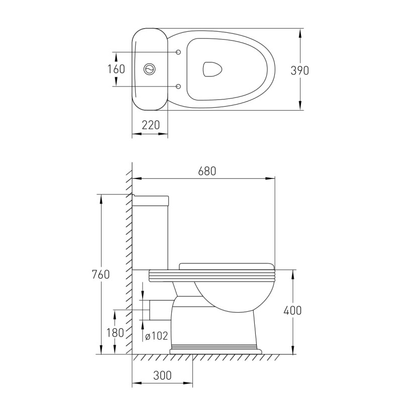 VOLLE BARCO компакт: унітаз 69*41*81,5см підлоговийй, гор.випуск, бачок з нижнім підводом 3/6л,сидіння тверде slow-closing, (13-88-604)