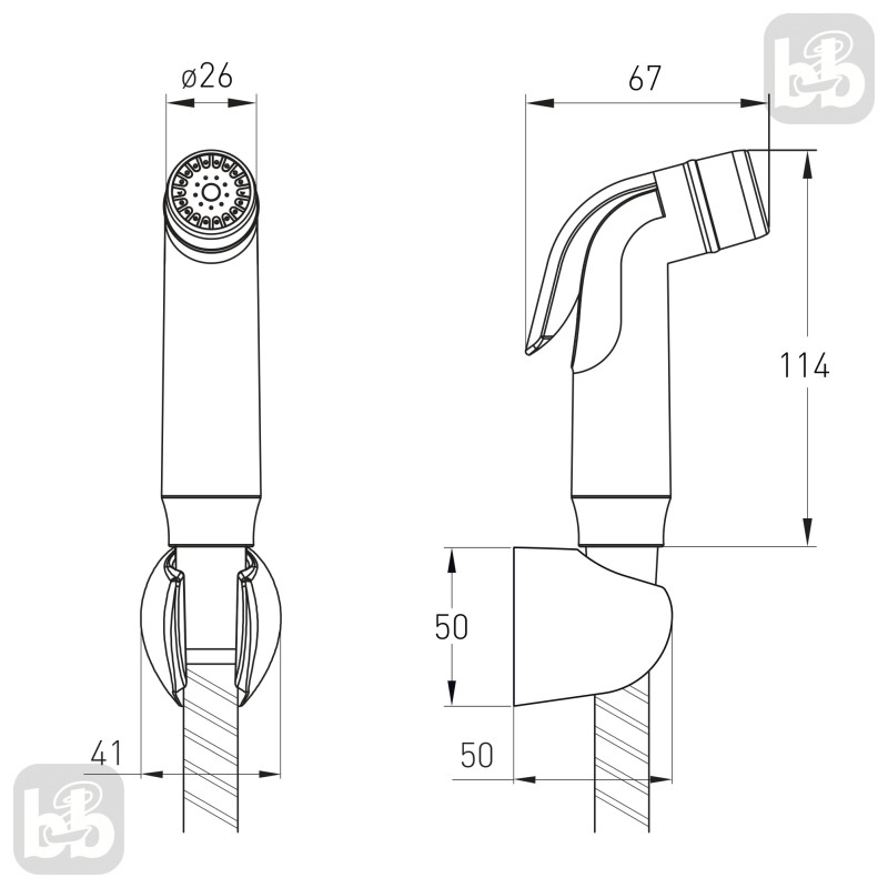 VOLLE NEMO набор для биде (лейка хром, держатель, шланг в двойной оплетке 1,2 м), (15144100)