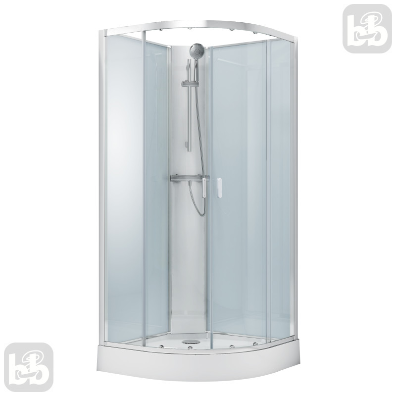 VOLLE OLIVA душовий бокс без даху 90*90*205см в комплектi з мiлким пiддоном,профiль хром, скло прозоре, (11-88-173)