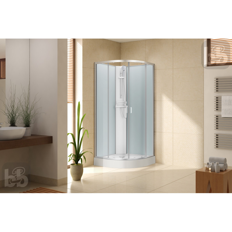 VOLLE OLIVA душовий бокс без даху 90*90*205см в комплектi з мiлким пiддоном,профiль хром, скло прозоре, (11-88-173)