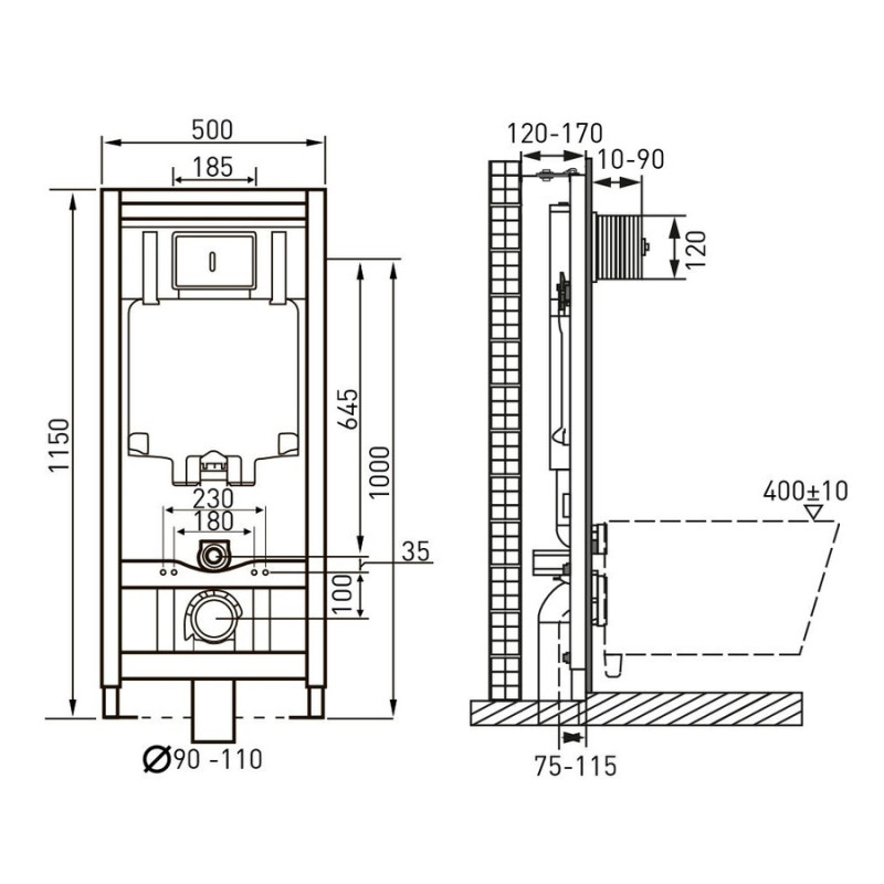 VOLLE MASTER установочный комплект для унитаза 4в1 (установка, крепеж, уплотнение, кнопка VENTO blanco), (141919)