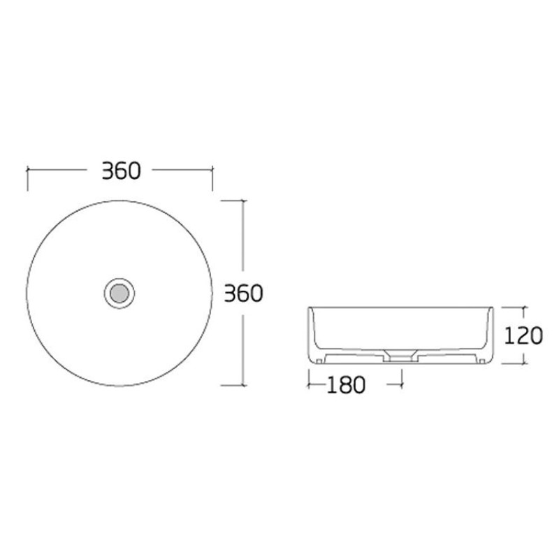 VOLLE Умивальник 36*36*12см накладний керамічний круглий, чорна "шкіра", (13-40-111B)