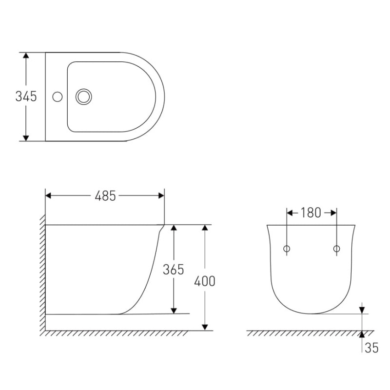 VOLLE AVILA біде 48,5*34,5*36,5см підвісне, (13-66-052)