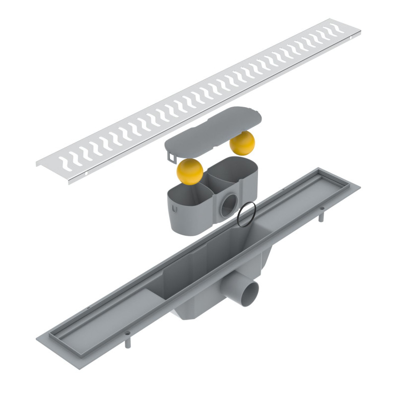 VOLLE Лінійний трап 800мм, система сухий затвор, з решіткою хвиля, (90-22-803)