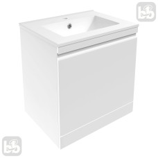 VOLLE ORLANDO комплект меблів 60см білий: тумба підвісна із прихованим ящиком + умивальник накладний арт 13-01-042A, (15-35-60)